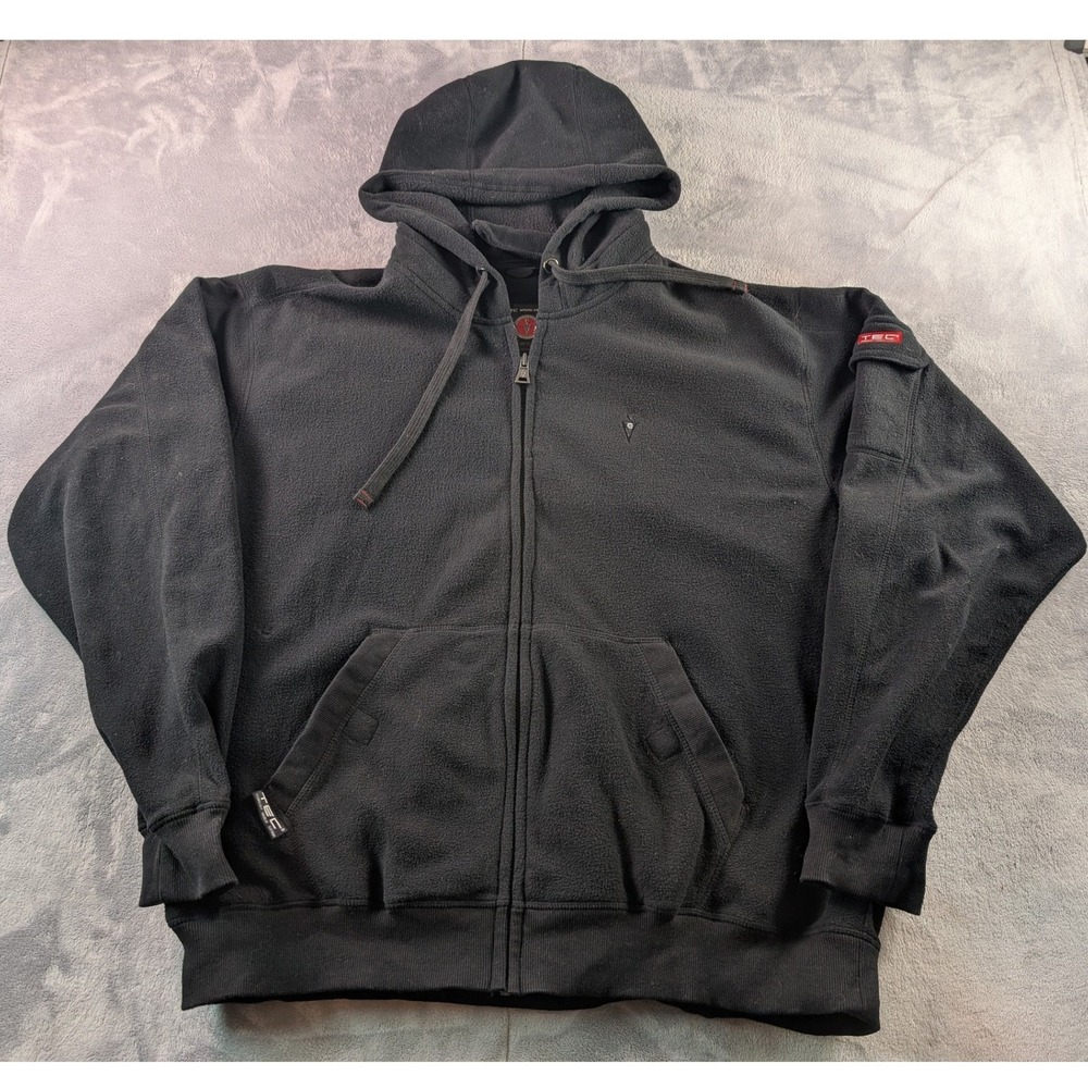 Scottevest TEC Fleece Hoodie Black Full Zip Multi Pocket Travel Jacket Men's L